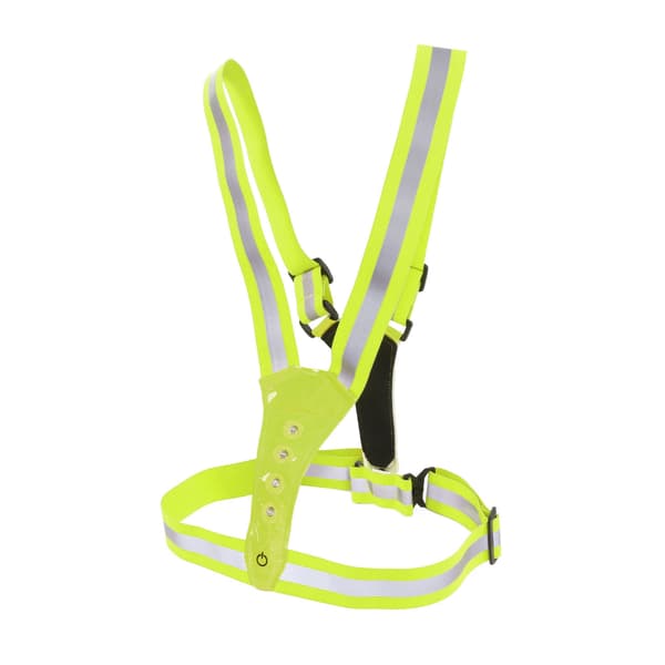 Refleksvest med LED, 3 lysmoduser, 360° beskyttelse for løping og sykling, gul