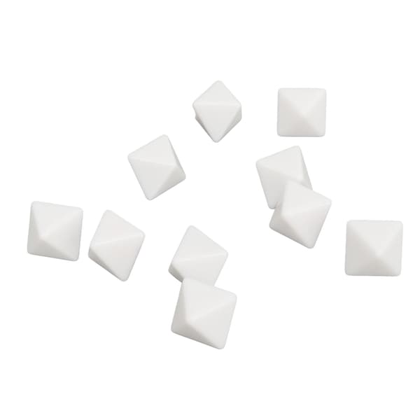 20 STK Sett med 8-sidige hvite blanke plastterninger for DIY brettspill og utdanning