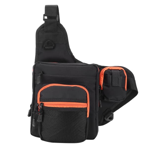 Multifunktionel Crossbody Fisketaske i Polyester med Justerbare Stropper, Sort