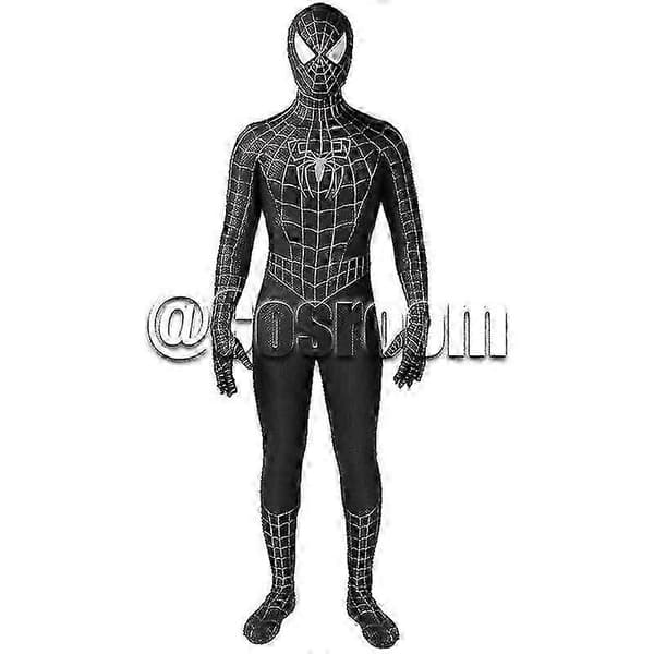 Sort Tobey Maguire Spiderman Kostume - Perfekt til Cosplay Halloween (Voksne/Børn) - DSW 190