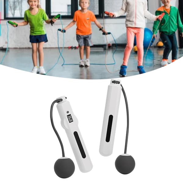 Trådlöst hopprep med intelligent räkning och röststyrning, viktat, PU ABS-design, vit