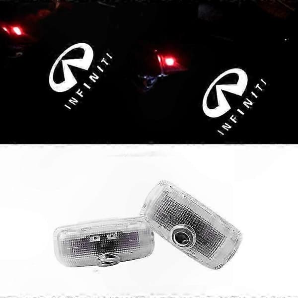 Fire LED-dørprojektorer, kompatible med Infinitis velkomstlyssystem.