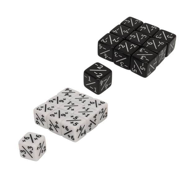 20 terninger tellere 15,3 mm positive negative for brettspill og matematikk