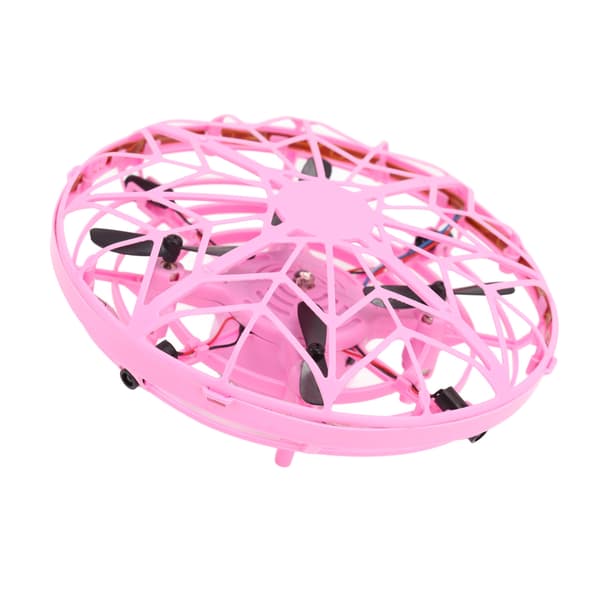 Mini UFO-drone med bevegelsessensor og LED-lys, rosa flygende leketøy for barn