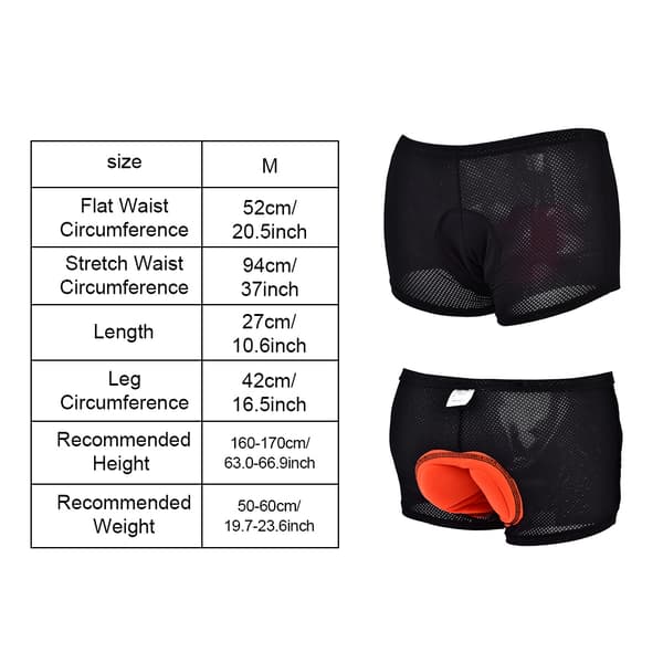Unisex cykelkalsonger med 3D-vaddering för utomhuscykling (XL)