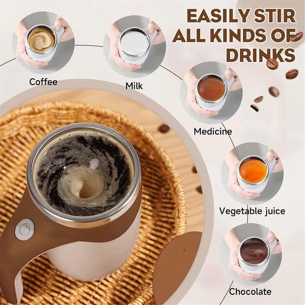 Automatisk magnetisk kaffekrus, selvomrørende krus i rustfrit stål