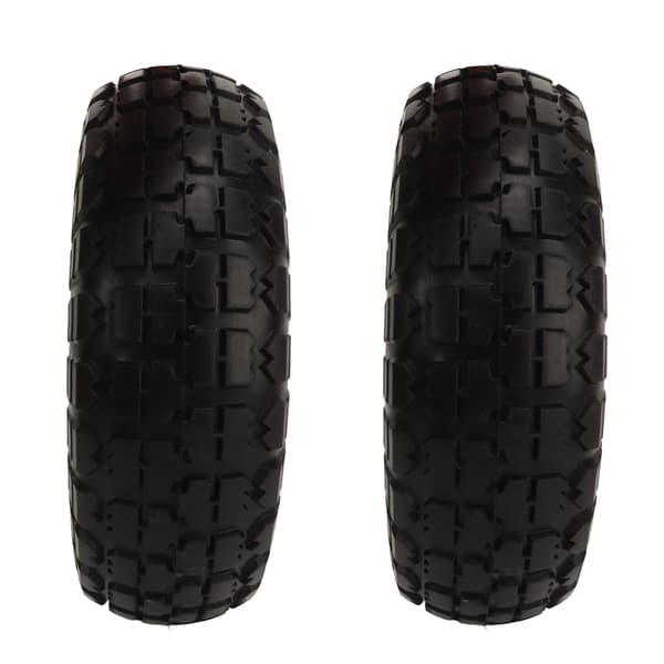 Set med 10-tums solida PU-däck (ouppblåsta) för trädgårdsfordon med kullager