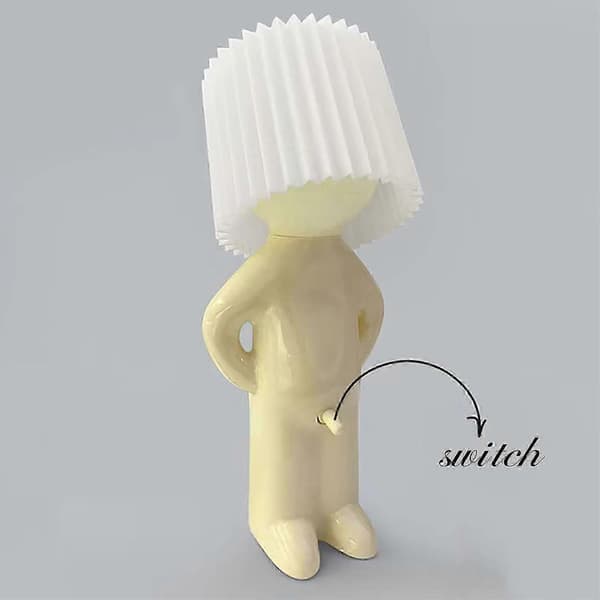 Bordlampe for sjenerte menn, kreativ nattlampe for rampete gutter (hvit)
