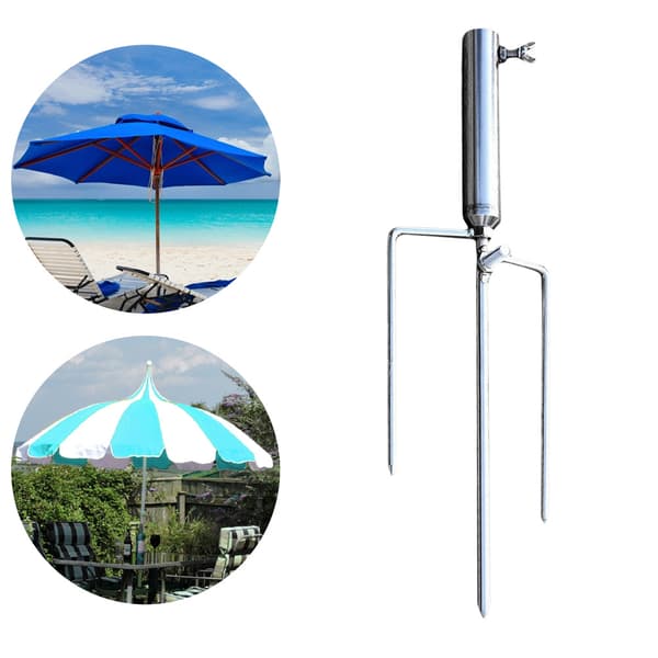 Jordspyd til fiskeparaply, foldbar, stabil, rustfrit stål, til have, strand, udendørs brug.