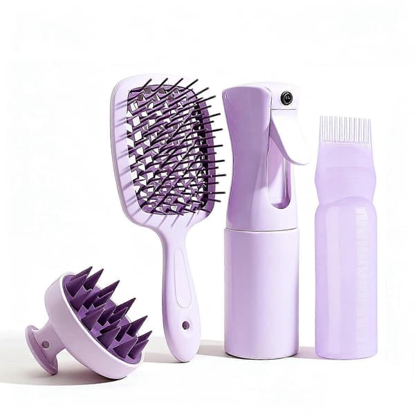 Hårvårdsset med utredningsborste, hårbottenmassager, sprayflaska, oljeapplikatorflaska, hårfärg...