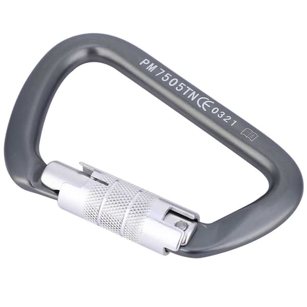 D-tyypin Master Lock ilmailualumiininen karabiini kiipeilyyn, raskas 26KN, musta