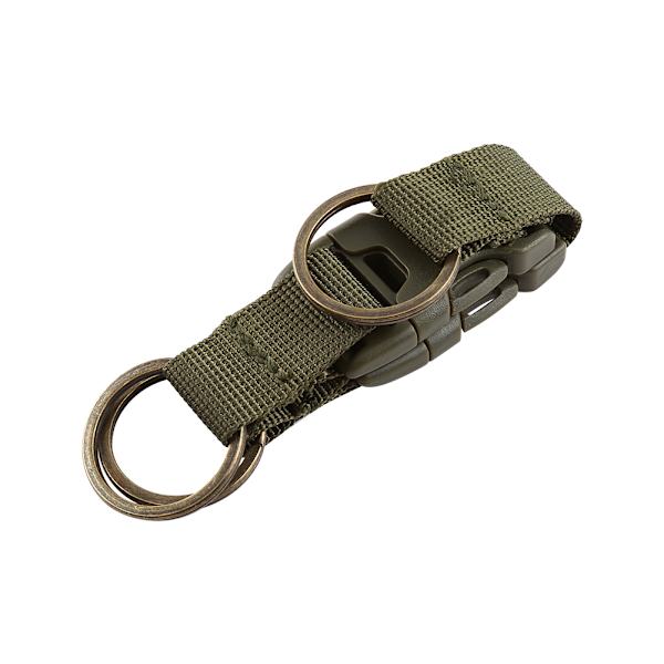 Kraftig nøglering i nylon med bæltekrog (militærgrøn)