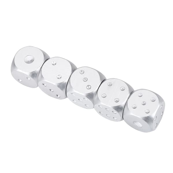 Set med 5 aluminiumtärningar för D&D Poker brädspel med silverfyrkantig förvaringslåda