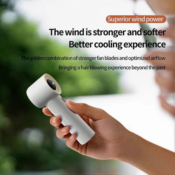 Bärbar höghastighetsfläkt med smart digital display (benvit)