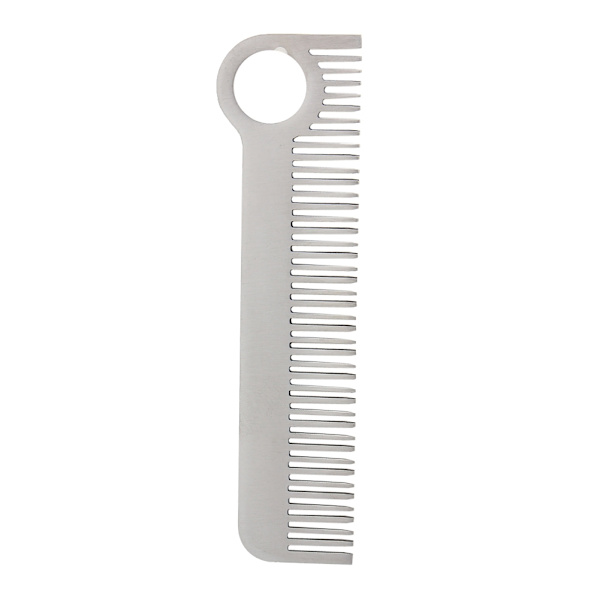 Minimalist gravert kam i rustfritt stål for hår og bart, bærbar, 14 cm