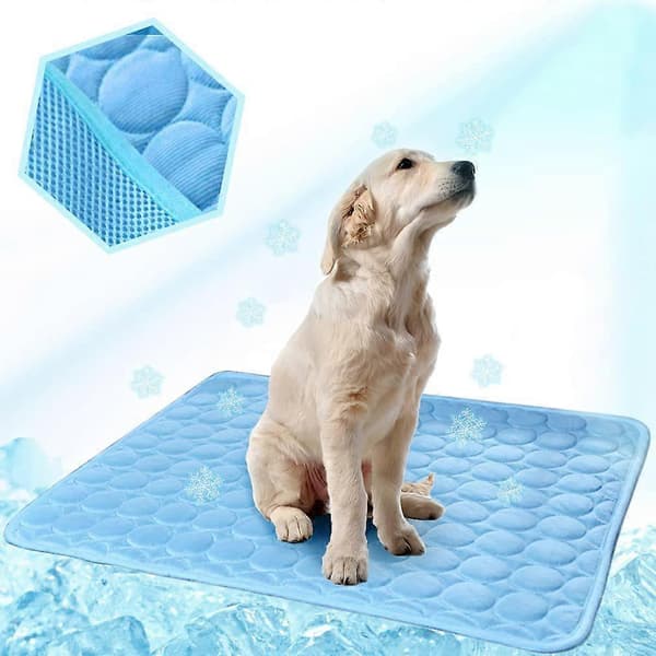 Blå kølemåtte 70 x 100 cm til hunde og katte, gelkølemåtte