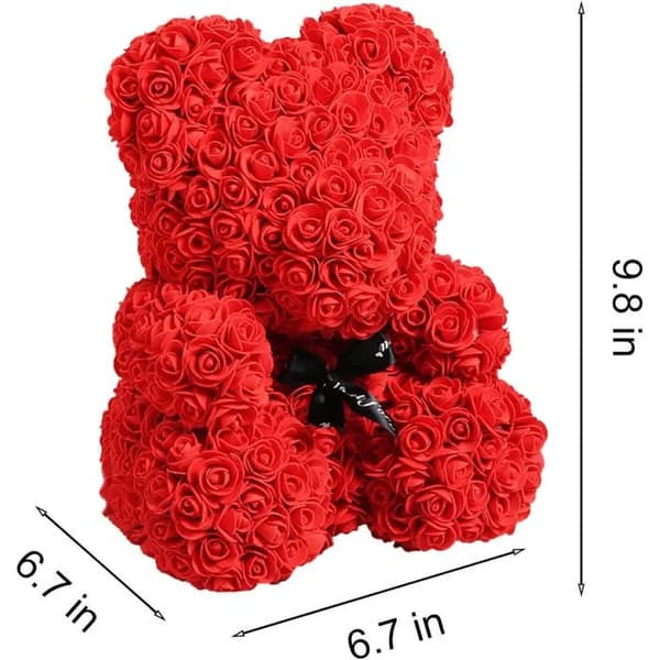 Håndlavet lyserød bamse - 25 cm kunstig rosebjørn (rød)