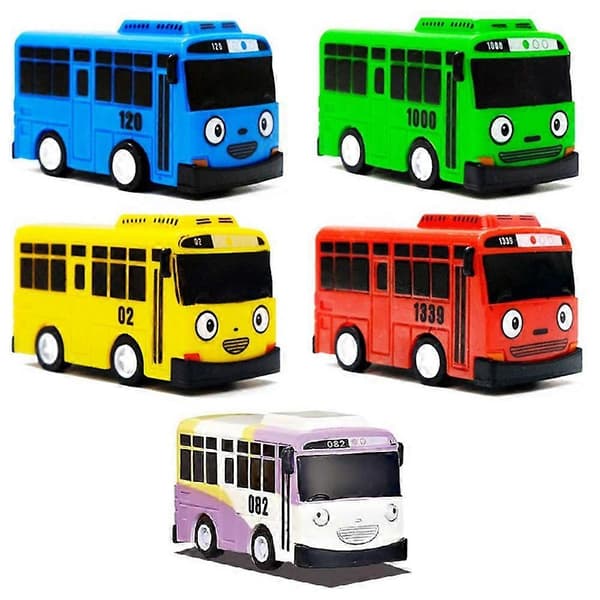 Fem minibusslekebiler, modellbiler, mini pullback lekebiler, gaver til gutter og barn, bursdagsfestgaver.