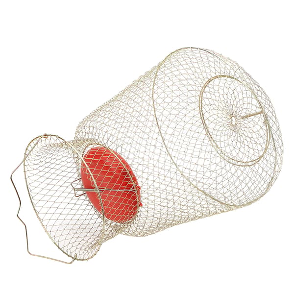 Sammenleggbart fiskebur rødt bærbart rustfritt stål med flytende beholder Diam.33cm(S)