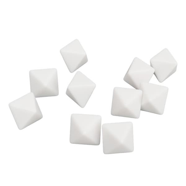 20 STK Sett med 8-sidige hvite blanke plastterninger for DIY brettspill og utdanning