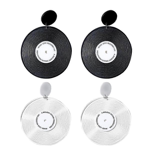 4-delt vinylplade øreringesæt, runde stud øreringe, elegante og charmerende øreringe, en perfekt gave til kvinder og piger.