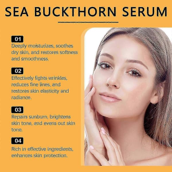 Havtornsekstrakt, mod tørhed, fine linjer, anti-aging, solskoldning og ældningstegn. 30 ml. 2