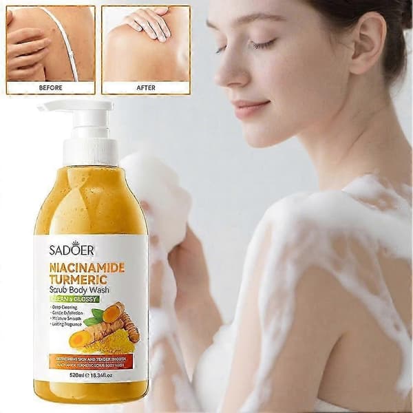 520 ml gurkemeje kropsvask, niacinamid gurkemeje scrub krop & ren glansfuld