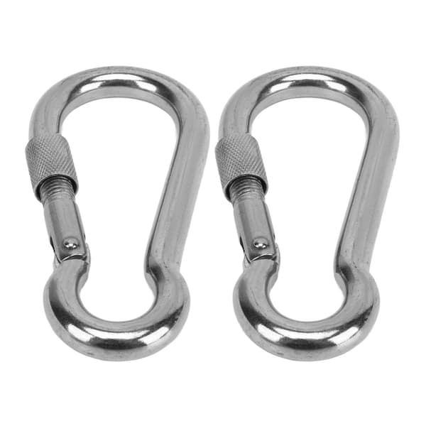 2 stk. låseclips i rustfrit stål til camping, vandreture, hængekøje, gynge, hundesnor 0,43 tommer