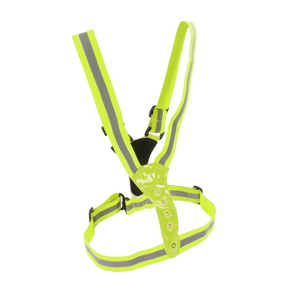 Refleksvest med LED, 3 lysmoduser, 360° beskyttelse for løping og sykling, gul