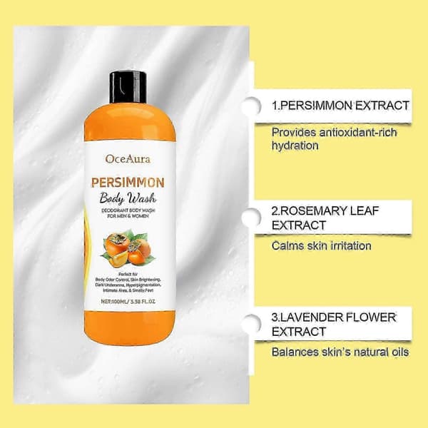 Kaki Body Wash + Kaki Sæbebar Sæt til Kropslugtkontrol, Rensende Deodoriserende Kropssæbe