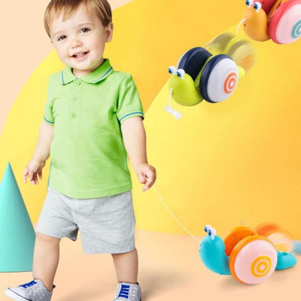 Babysnigel dragleksak med ljus och ljud, hållbart ABS-material, lämplig för 1-3-åringar, orange