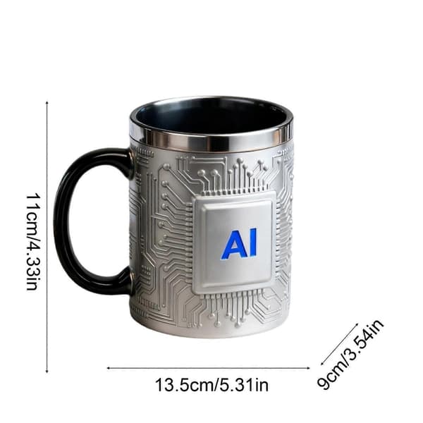Dubbelväggig isolerad mugg, kreativt tekniktema.