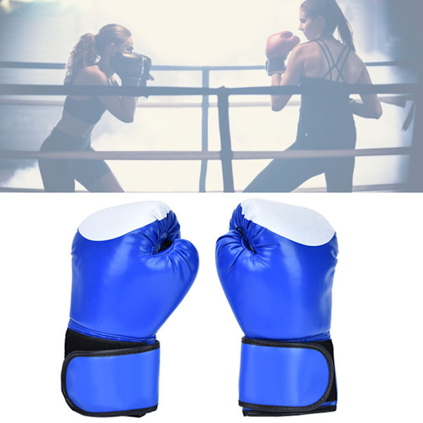 Boxningshandskar i PU-läder för träning, sparring, sandsäck, Muay Thai (blå)