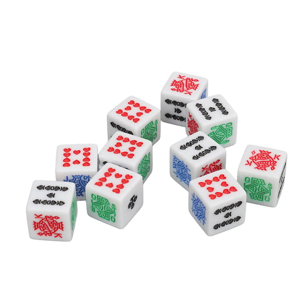 Sett med 20 akryl 6-sidige pokerterninger for fest- og bursdagsspill