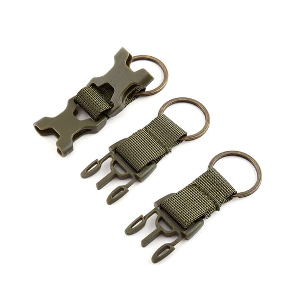 Kraftig nøglering i nylon med bæltekrog (militærgrøn)