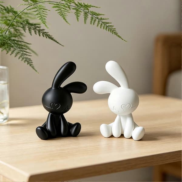 Kaninfigursett, 3D-printet dyreskulpturgave