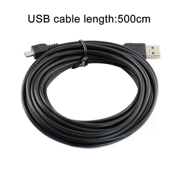 5 meter extra lång Micro USB-datakabel, lämplig för fjärrkabeldragning av USB-drivna övervakningskameror och Micro USB-laddningskabel.