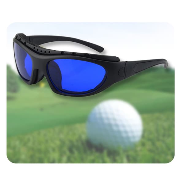 Golfbollssökningsglasögon med bred syn, blå linser, halkskydd för golf