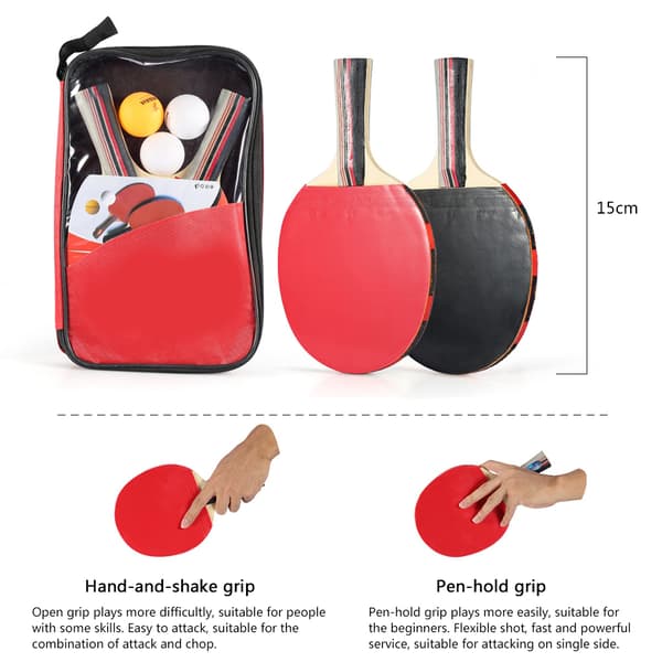 2 st 7-lagers bordtennisracketar med bollar och greppfodral Shake Hand