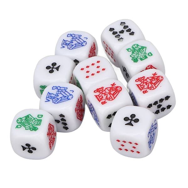 20 Standard 6-sidige spillterninger med avrundede hjørner, vanntette, for hvite brettspill