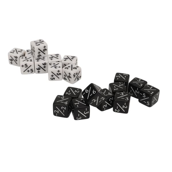 20 terninger tellere 15,3 mm positive negative for brettspill og matematikk