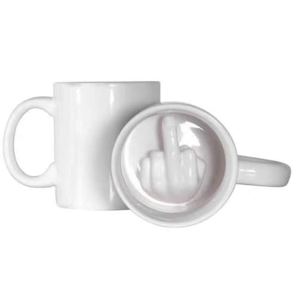 Keramisk kaffekop dekoreret med en langemand