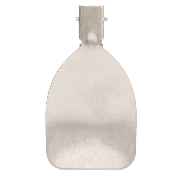 Sammenfoldelig spatel lavet af 304 rustfrit stål med låsemekanisme, let og bærbar til camping og madlavning.