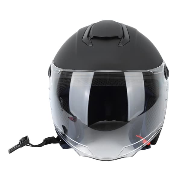 Helhjelm med flip-up til motorcykel til vinterbrug, mat sort, med ventilation og klart udsyn.