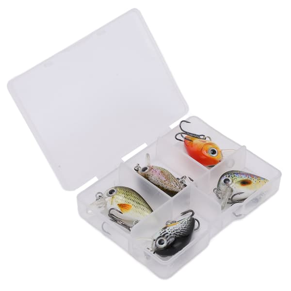 Kit med 5 Mini Crankbait Fiskedrag med Låda för Sötvatten och Saltvatten, Typ 2