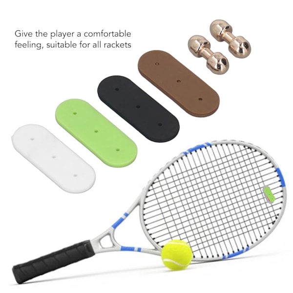 4 stk. bløde silikone vibrationsdæmpere til tennisketchere med 4 spænder