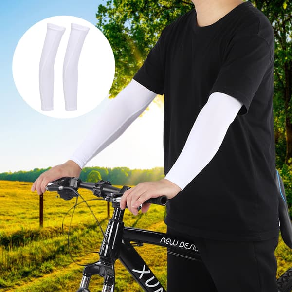 Sommer sykkelarmsleeves med solbeskyttelse, elastisk polyuretanfiber, hvit, størrelse L