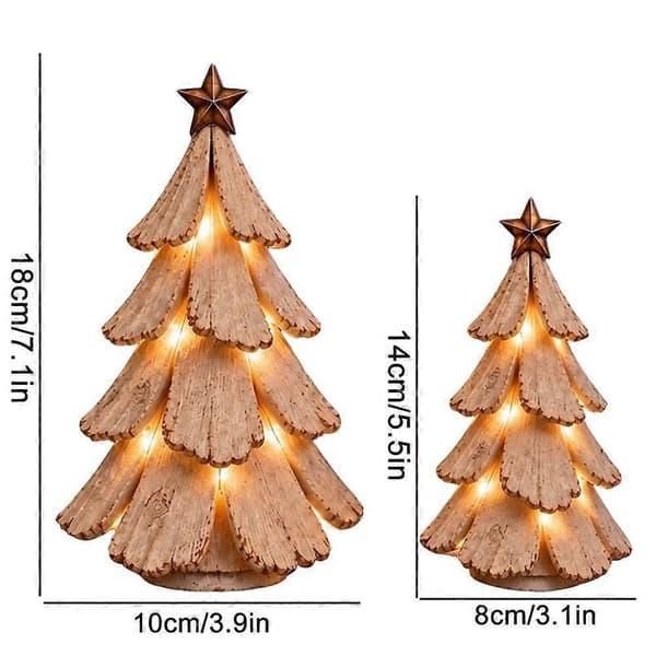 Julgransprydnad med belysning i harts, varmt LED-sken, barkstruktur, batteridriven L