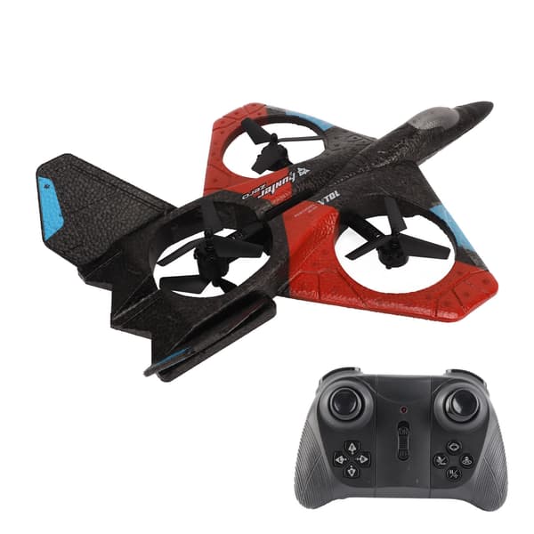 Fjärrkontrollflygplan med LED-lampor 2.4GHZ Super Glider för födelsedagspresent Röd Dubbla batterier