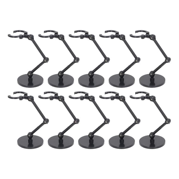 10 Mini figurstativ for 6-tommers actionfigur-utstillingsstativ, svart plast